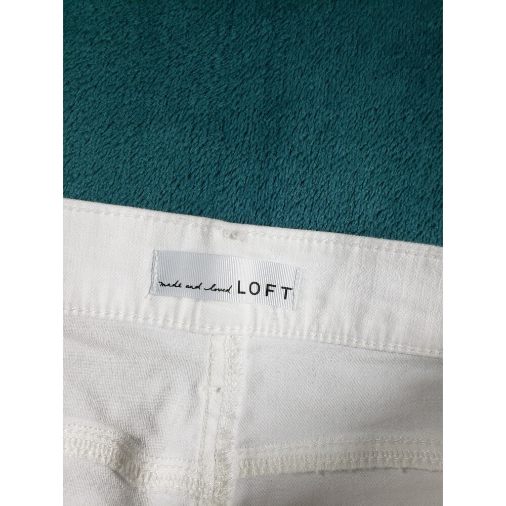 Loft Jeans Size 4 Petite Womens White Stretch Denim Pants Kick Crop Bootcut NWT - Picture 4 of 16